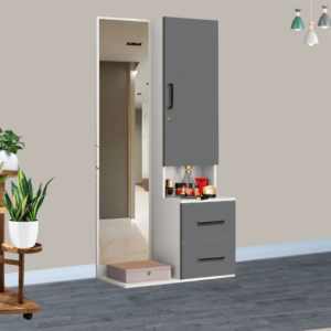 Dressing Unit With Storage in High Gloss Grey Finish
