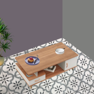 CoffeeCentre Table In Natural Wooden & Dark Grey Finish