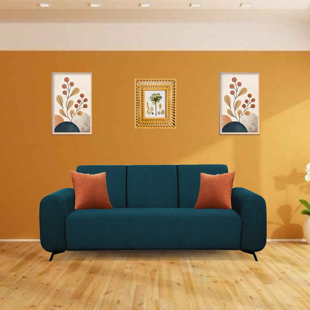 3 Seater Sofa in Parrot Blue Color