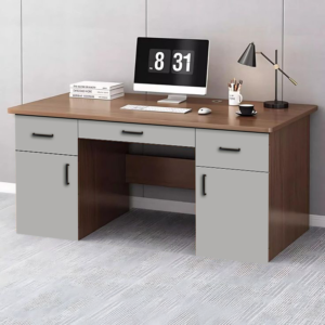 Study Table In Wooden & Light Grey Colour