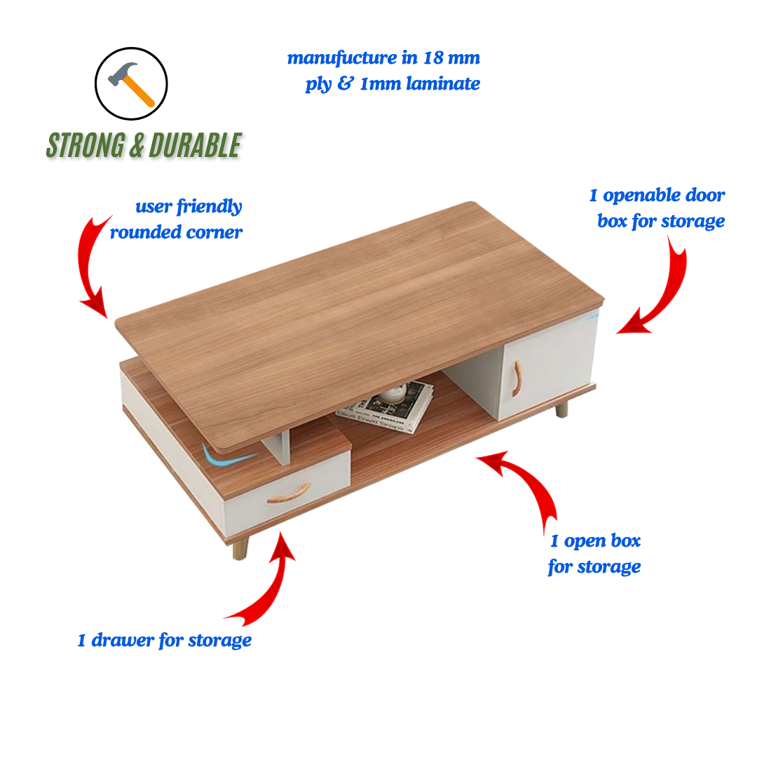 CoffeeCentre Table In Natural Wooden & Dark Grey Finish - Image 2