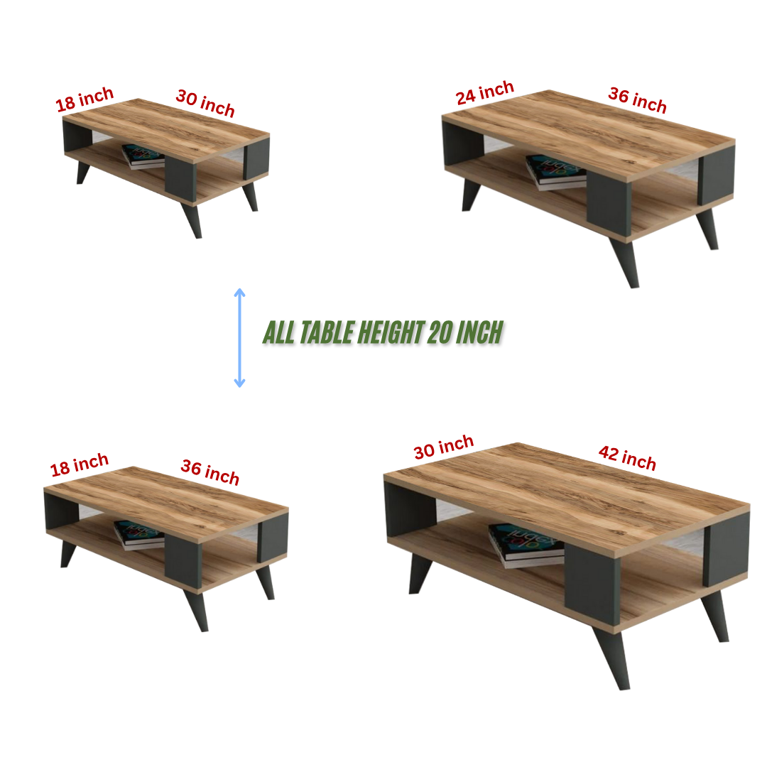 CoffeeCentre Table In Natural Wooden & Dark Grey Finish - Image 3