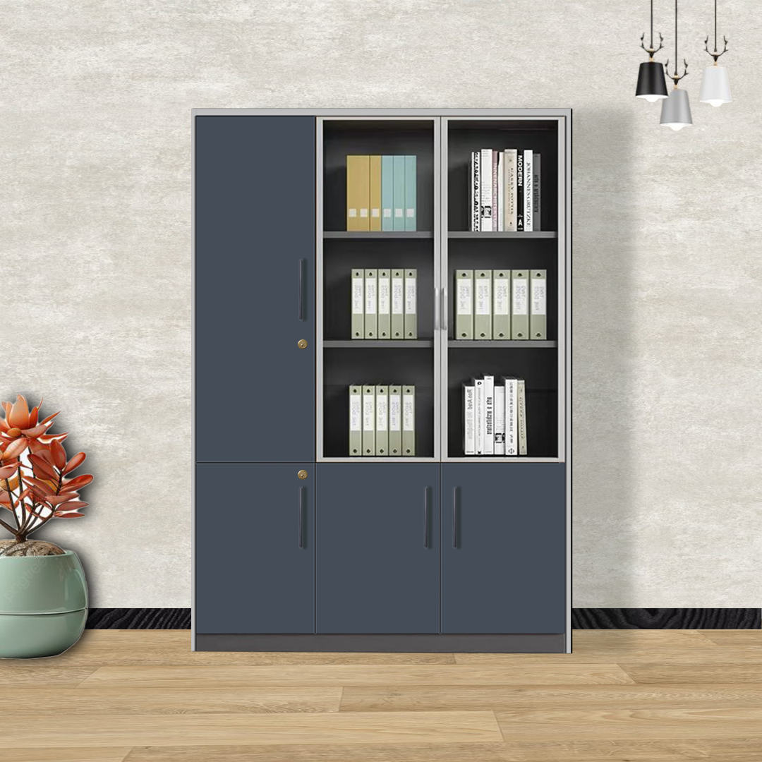 Bookshelf In Blueish Grey And Frosty White Finish