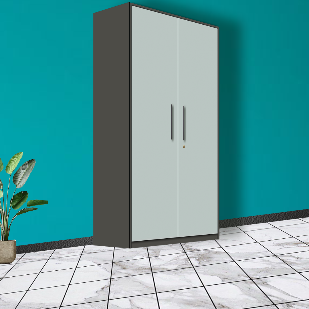 Bookshelf Cabinet In Grey And Saga Green Finish - Image 2