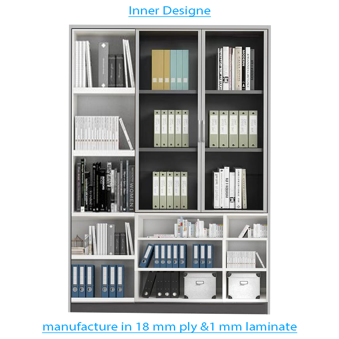 Bookshelf In Blueish Grey And Frosty White Finish - Image 3