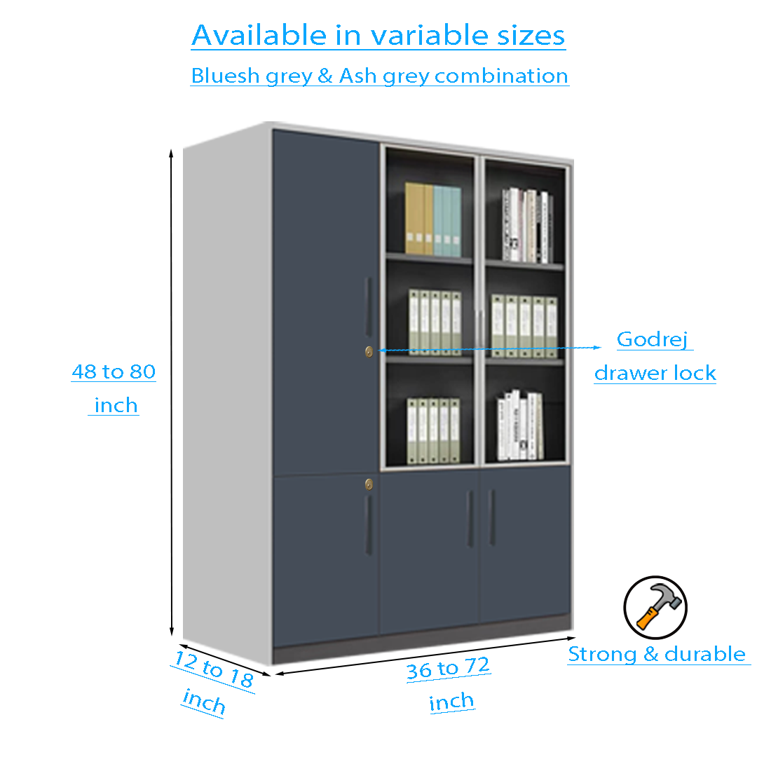 Bookshelf In Blueish Grey And Frosty White Finish - Image 4