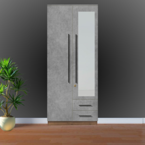 2 Openable Door Wardrobe With 2 External Drawer & Mirror