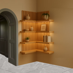 modular panel Floating L-Shaped Shelves for Wall Set of 4, Wall Mounted Shelf with pvc panel